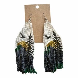 Handcrafted Beaded Boho Eagle Dangle Earrings